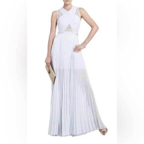 BCBGMaxAzria Dresses & Skirts - BCBGMaxAzria Caia Crystal Blue Chiffon Pleated Dress